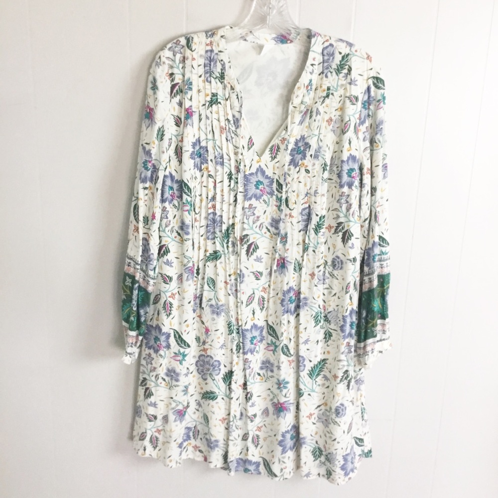 Old Navy Cream Floral Long Sleeve Dress